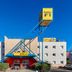hotelF1 Annemasse in Saint-Cergues exterior with blue stairway and yellow signage