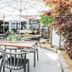 Hotel Riesengebirge in Neuhof an der Zenn outdoor terrace with tables, chairs and umbrellas