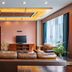 The Greenway Hotel Xiamen in Xiamen living room with sofa seating, TV and large window