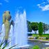Hotel Jal City Kannai Yokohama in Yokohama with fountain, flower garden, and ship display