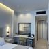 Palladion Boutique Hotel in Árgos guest room with desk, TV, and hallway view