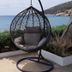 Pension Ageliki in Platis Gialos, hanging egg chair overlooking the sea and a boat