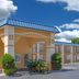 Super 8 by Wyndham Port Royal/Beaufort exterior with blue roof and orange facade in Port Royal