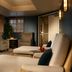 Omni Rancho Las Palmas Resort & Spa lounge with cream chaise lounges and garden-view seating in Rancho Mirage