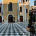 Hyatt Regency Thessaloniki entrance with checkerboard courtyard and ornate historic-style facade