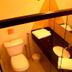 Pouso Sambaquis in Ilhabela bathroom with toilet, sink, mirror, and folded towels