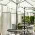 Hotel Jal City Kannai Yokohama patio seating with umbrellas and greenery in Yokohama