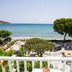 Pension Ageliki in Platis Gialos with sea view, beach, and sun loungers from a balcony