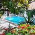 Hotel Splendid Mare in Laigueglia, garden pool with lounge chairs and lush tropical plants