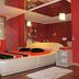 Residencial Monte Carlo, Porto guest room with red walls and a modern white bed