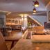 Santa Rita Hotel Del Arte Zacatecas restaurant with marble table, pendant lights and staircase