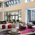 Hilton Woodland Hills/Los Angeles lobby with modern seating, high ceilings, and large windows in Woodland Hills