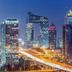 Ruizhao Hotel (Beijing Guomao Branch) in Beijing with illuminated city skyline and highway at night