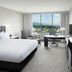 Hilton Woodland Hills/Los Angeles guest room with king bed and large window view of Woodland Hills