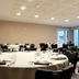 Logis -Hotel & Restaurant De La Place in Seulline dining room with round table set for a banquet