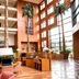 Sheraton Pilar Hotel & Convention Center lobby with tall palms, wood floors, and large windows in Pilar