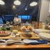 Leopard Corner Lodge, Saint Lucia breakfast buffet with pastries, fruit, yogurt and hot dishes