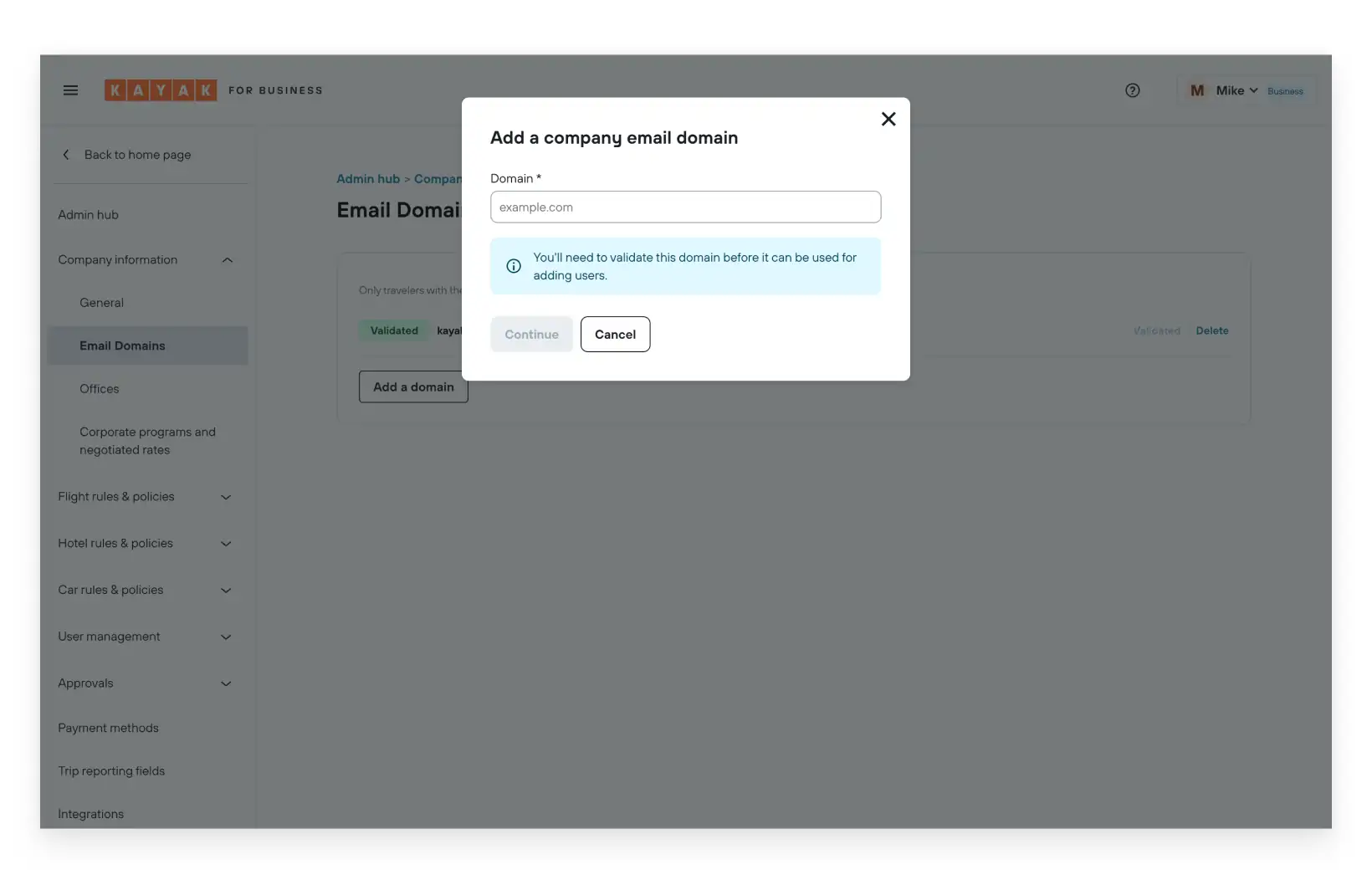 Email domains - KAYAK for Business Help Center