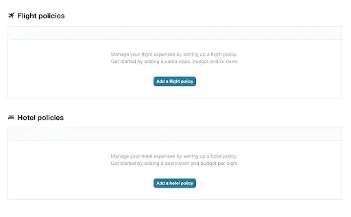 Company Travel Policies Set Up: Add a flight policy