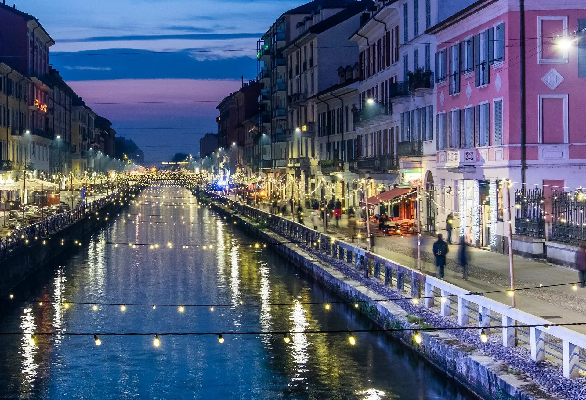 A view of Milan with fairy lights