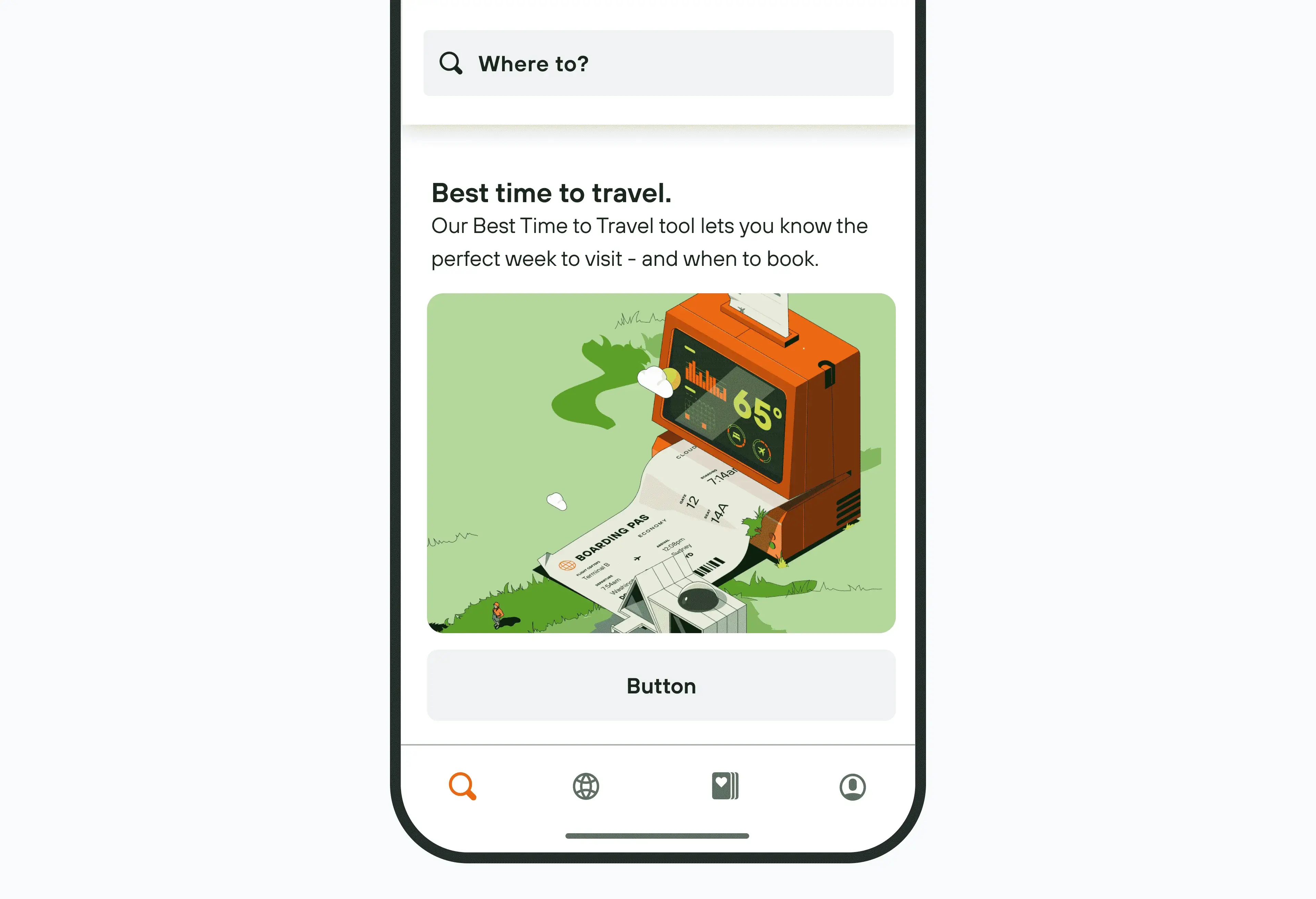 'Best time to travel' tool on KAYAK mobile app.