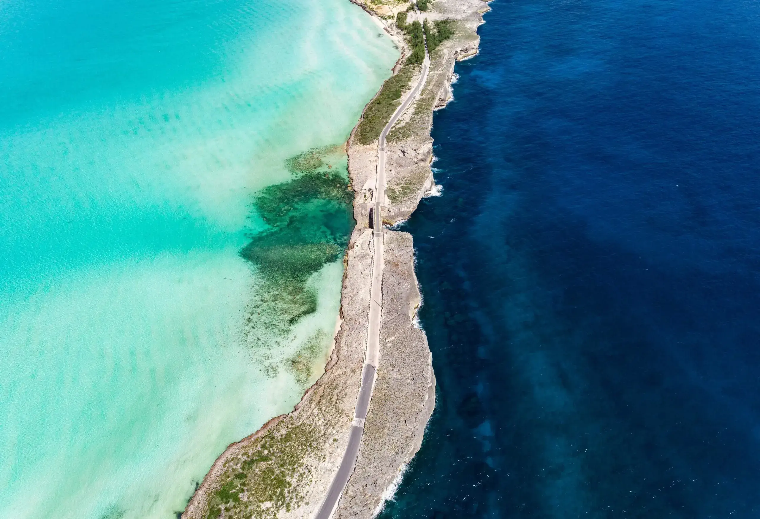 View from above of a road in the Bahamas