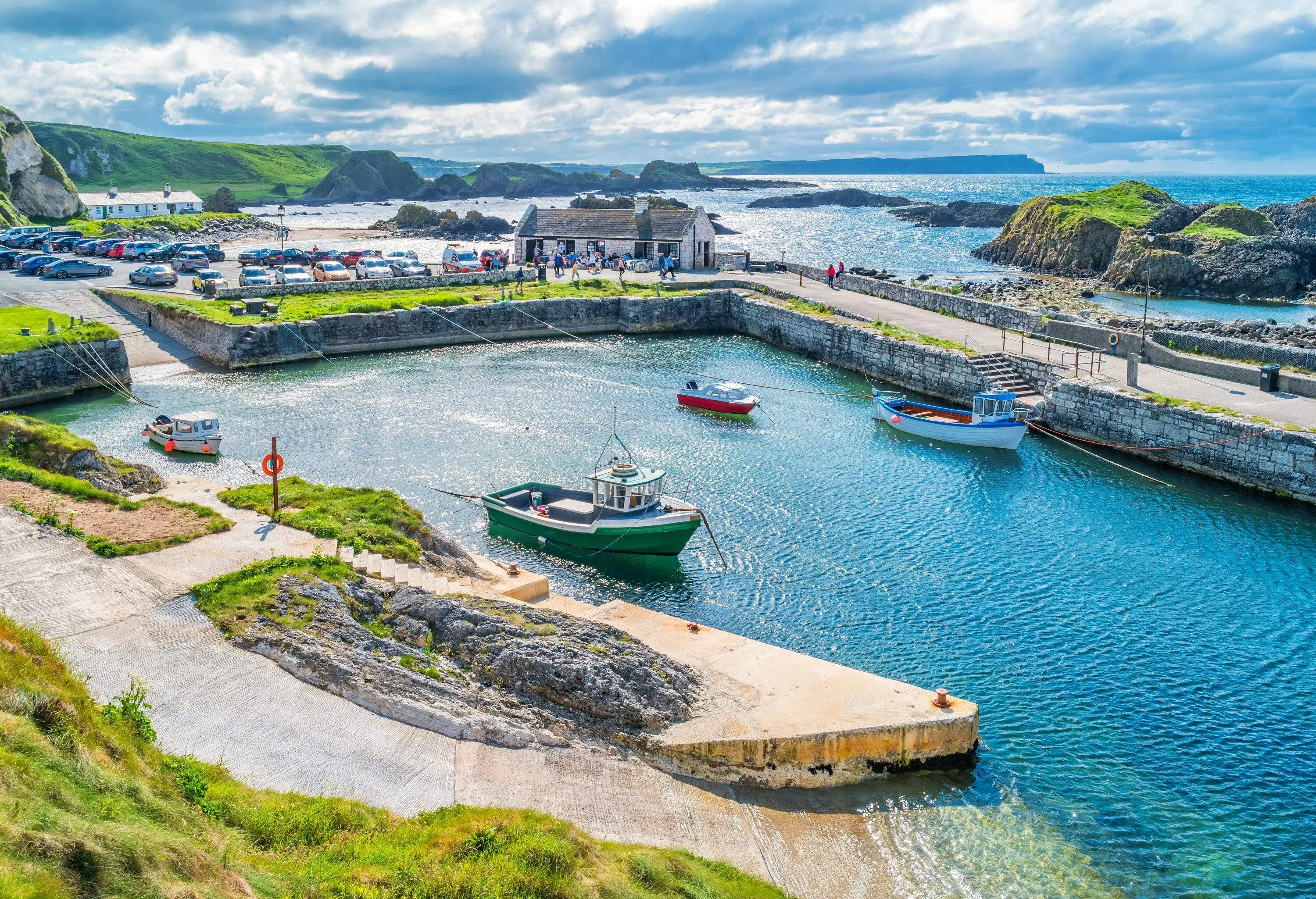 View of an harbour with clear blue waters