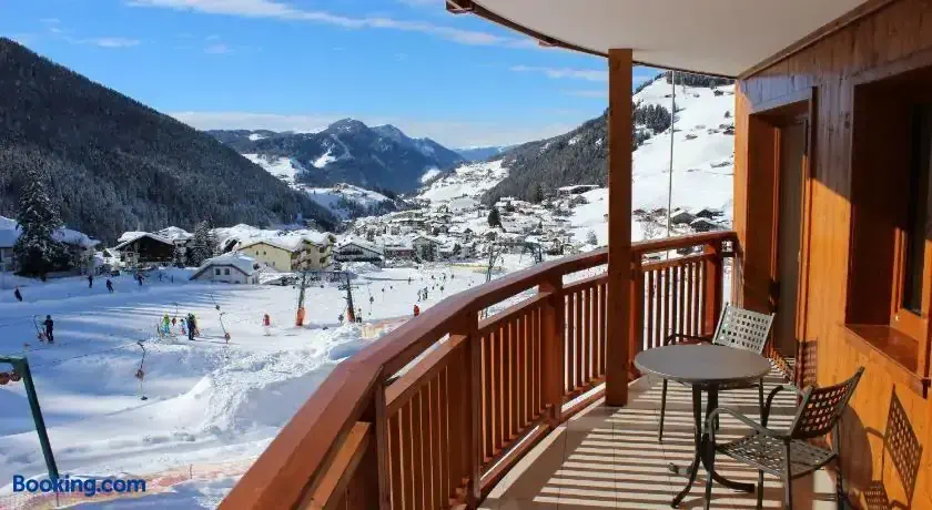 Hotel Garni Aghel
terrace at ski resort looking at ski lopes