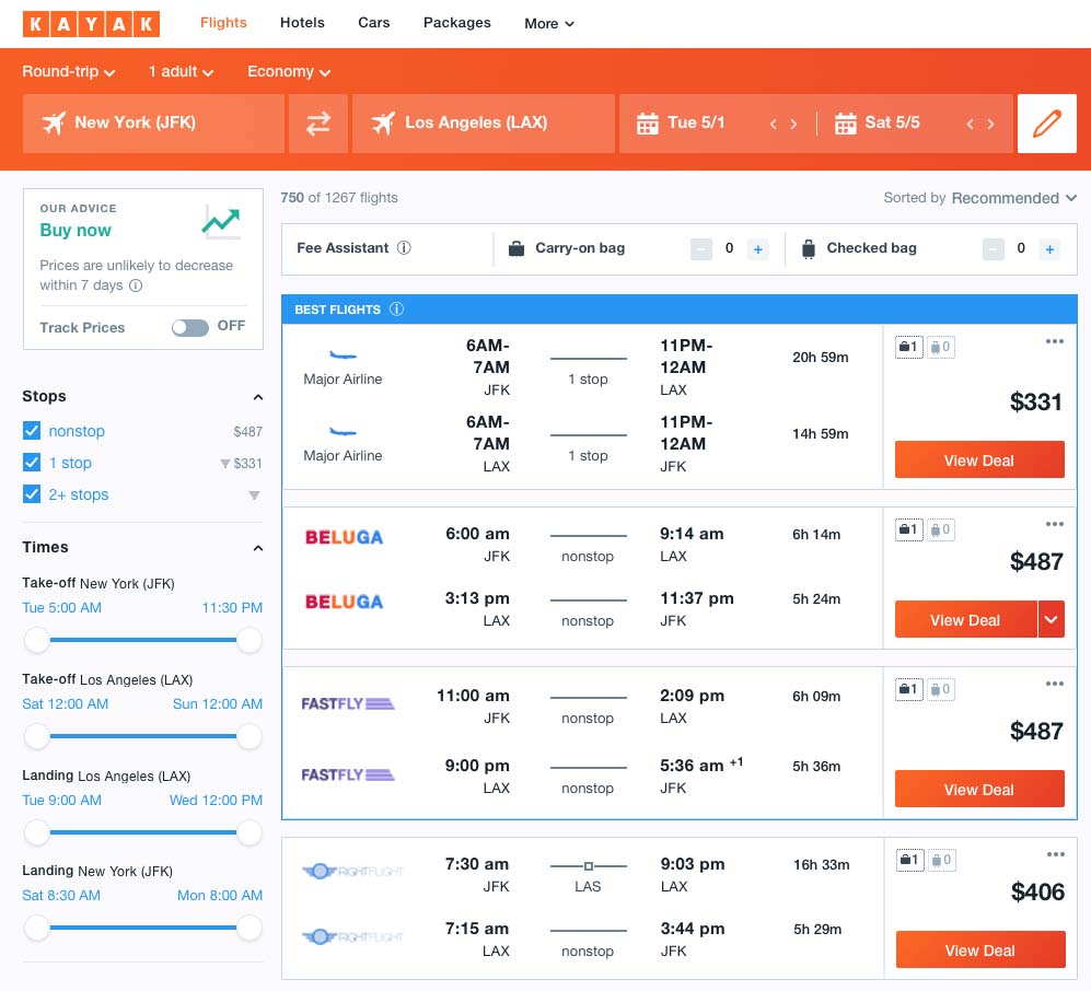 Fare History Chart Kayak