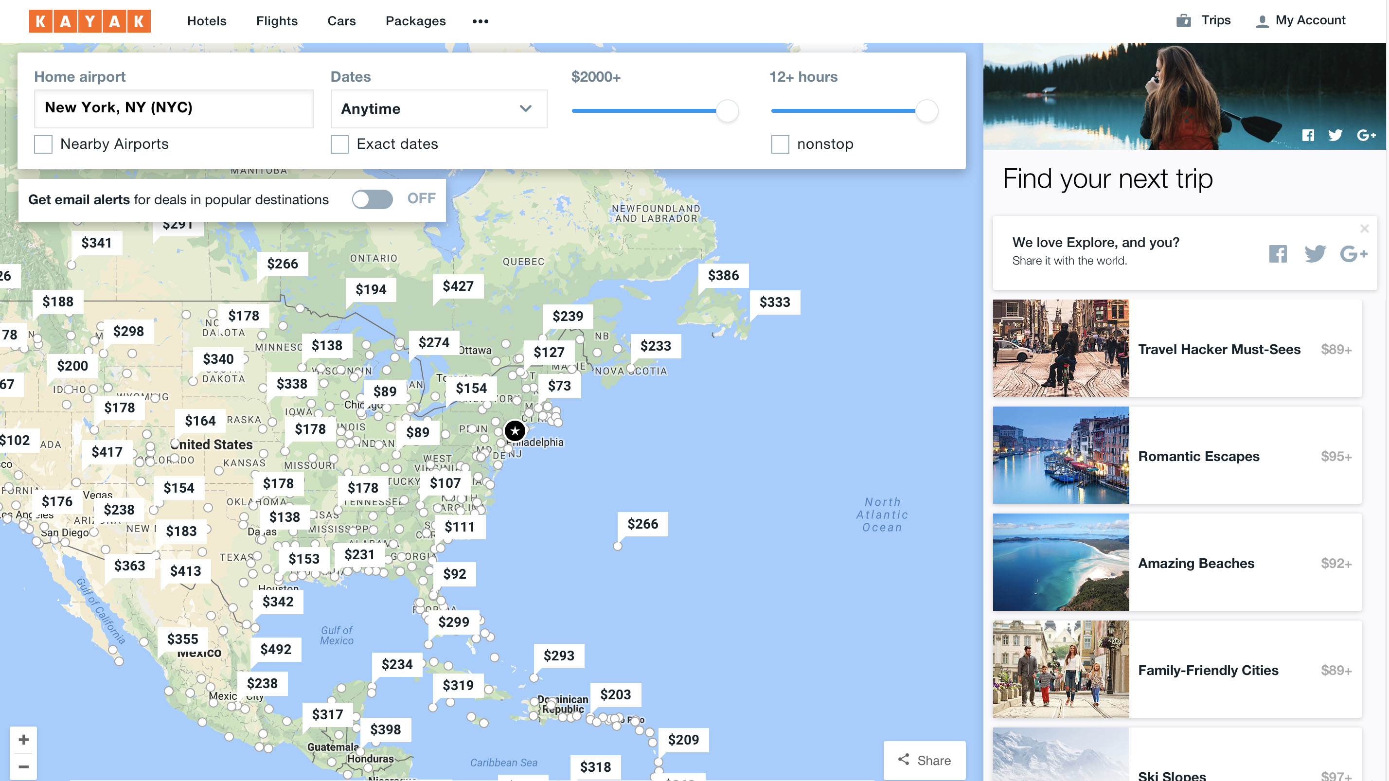 Kayak Cheap Flights Map Where To Fly On Your Budget: Kayak Explore - Travel Hacker Blog