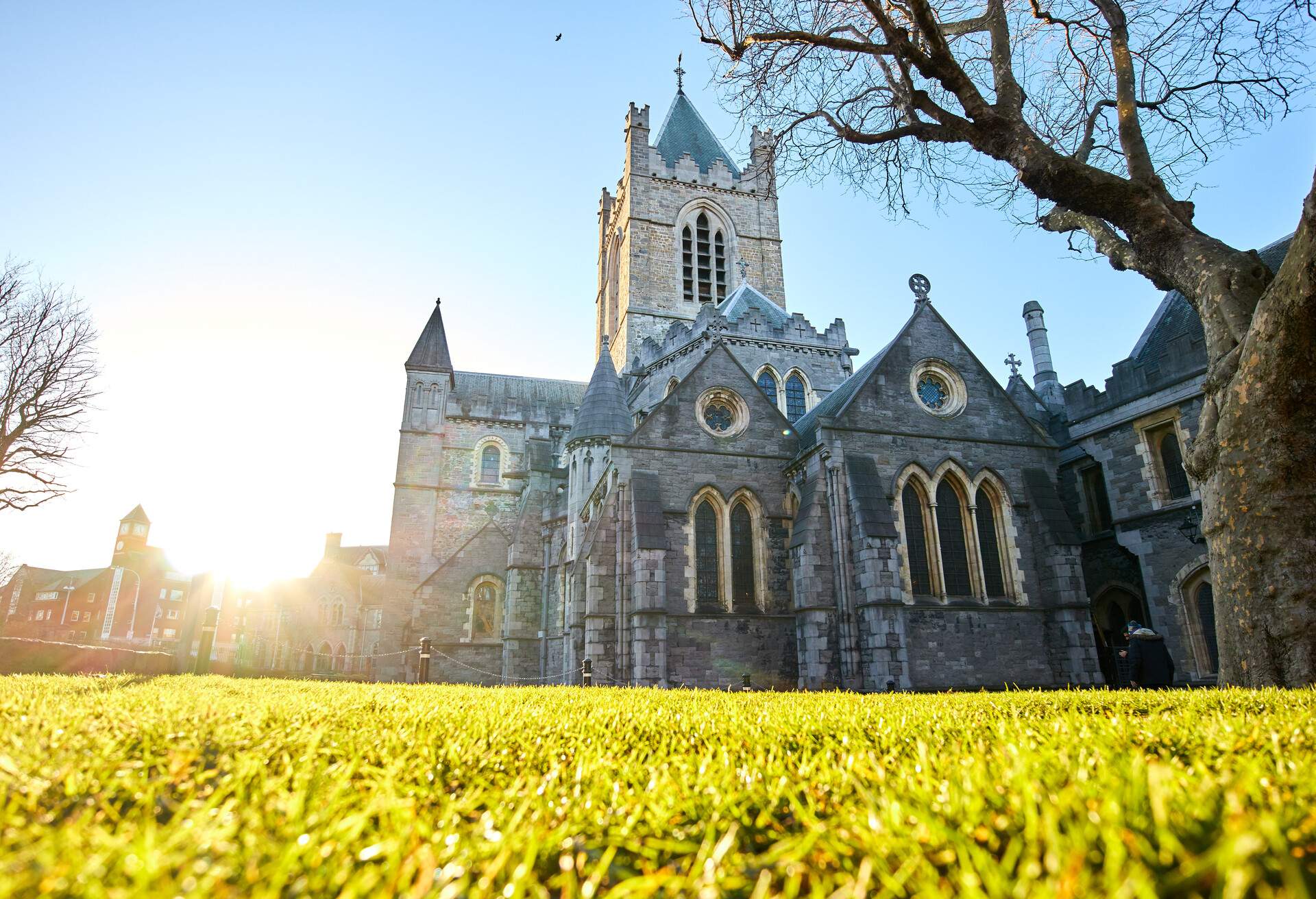 The Christ Church Cathedral in Dublin on a sunny spring day