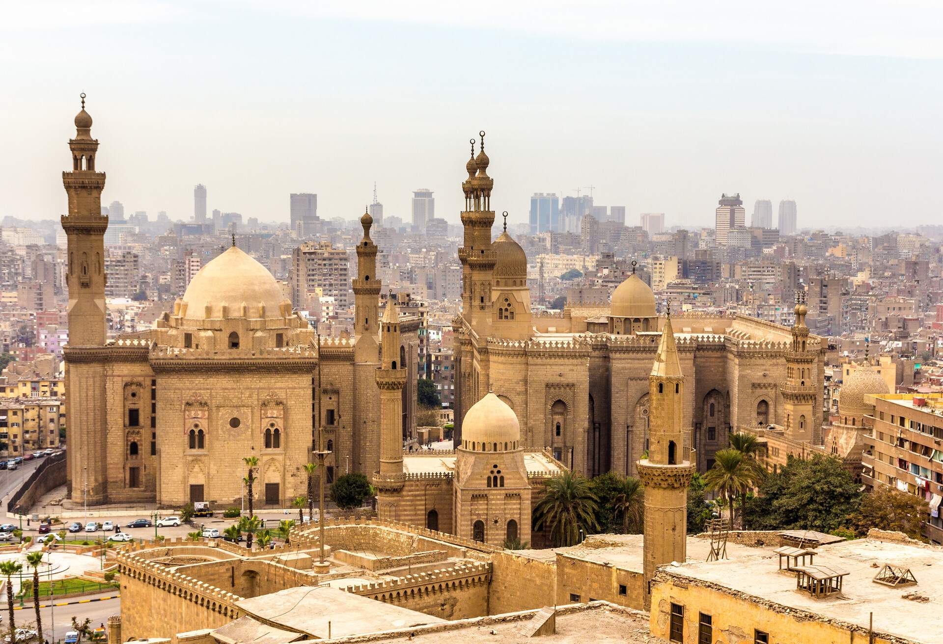 View of the Mosques of Sultan Hassan and Al-Rifai in Cairo - Egypt