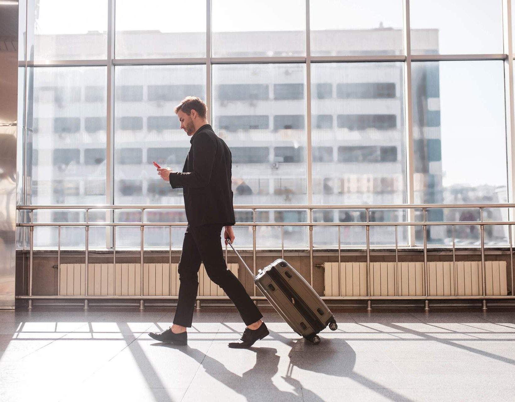 Traveler exploring a city during a layover