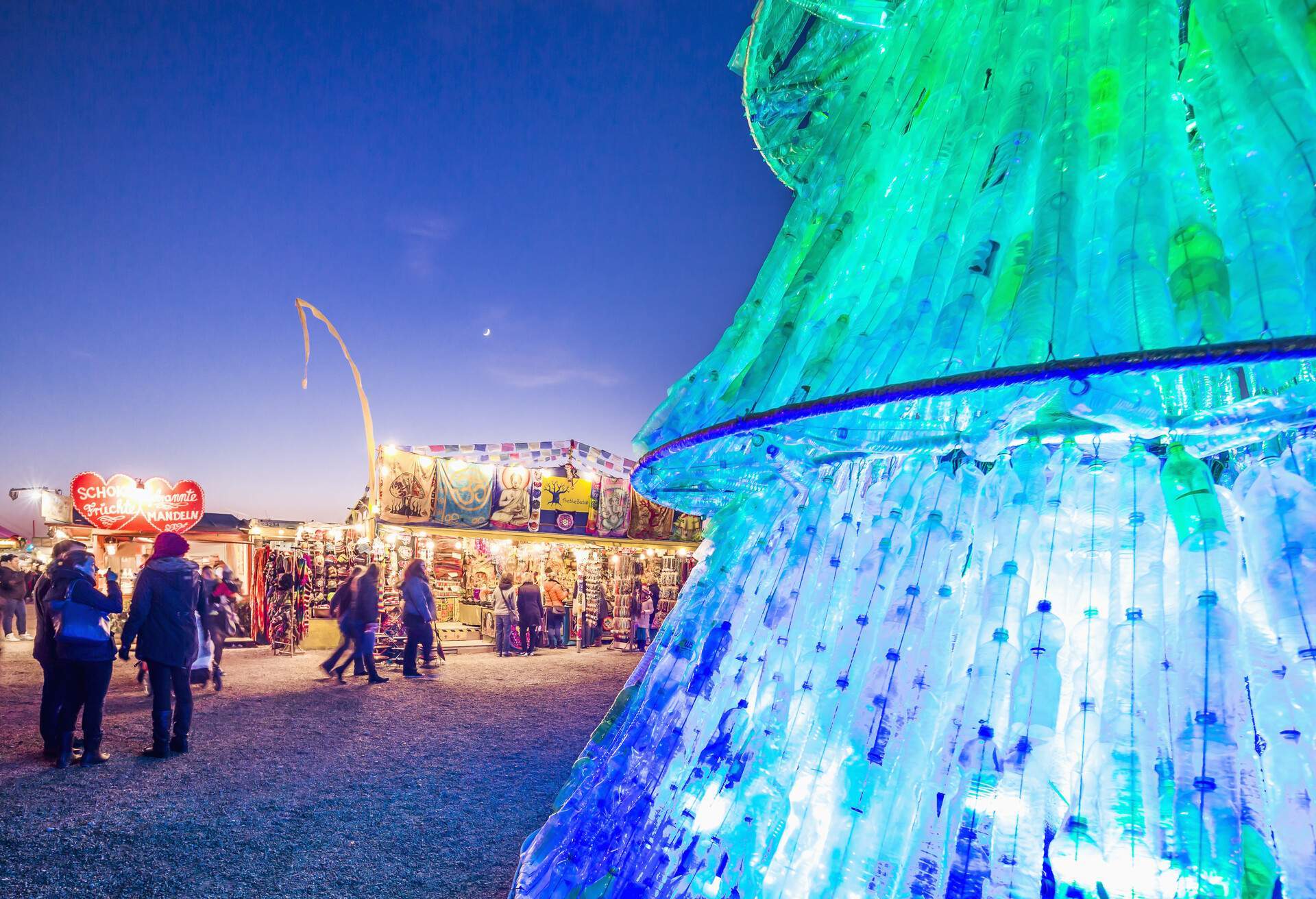 People at the Tollwood Winter Festival.