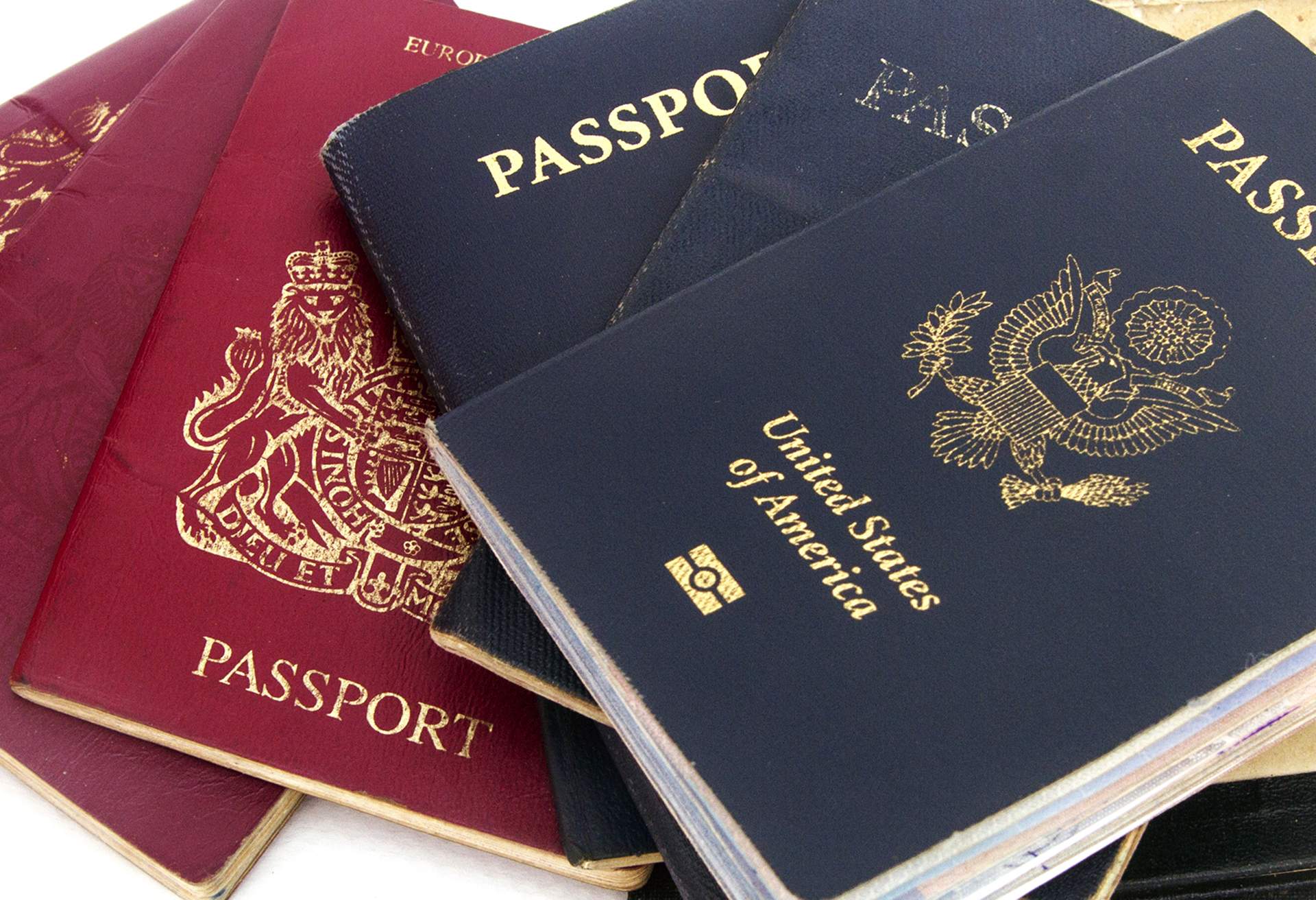 Close up of passports stack
