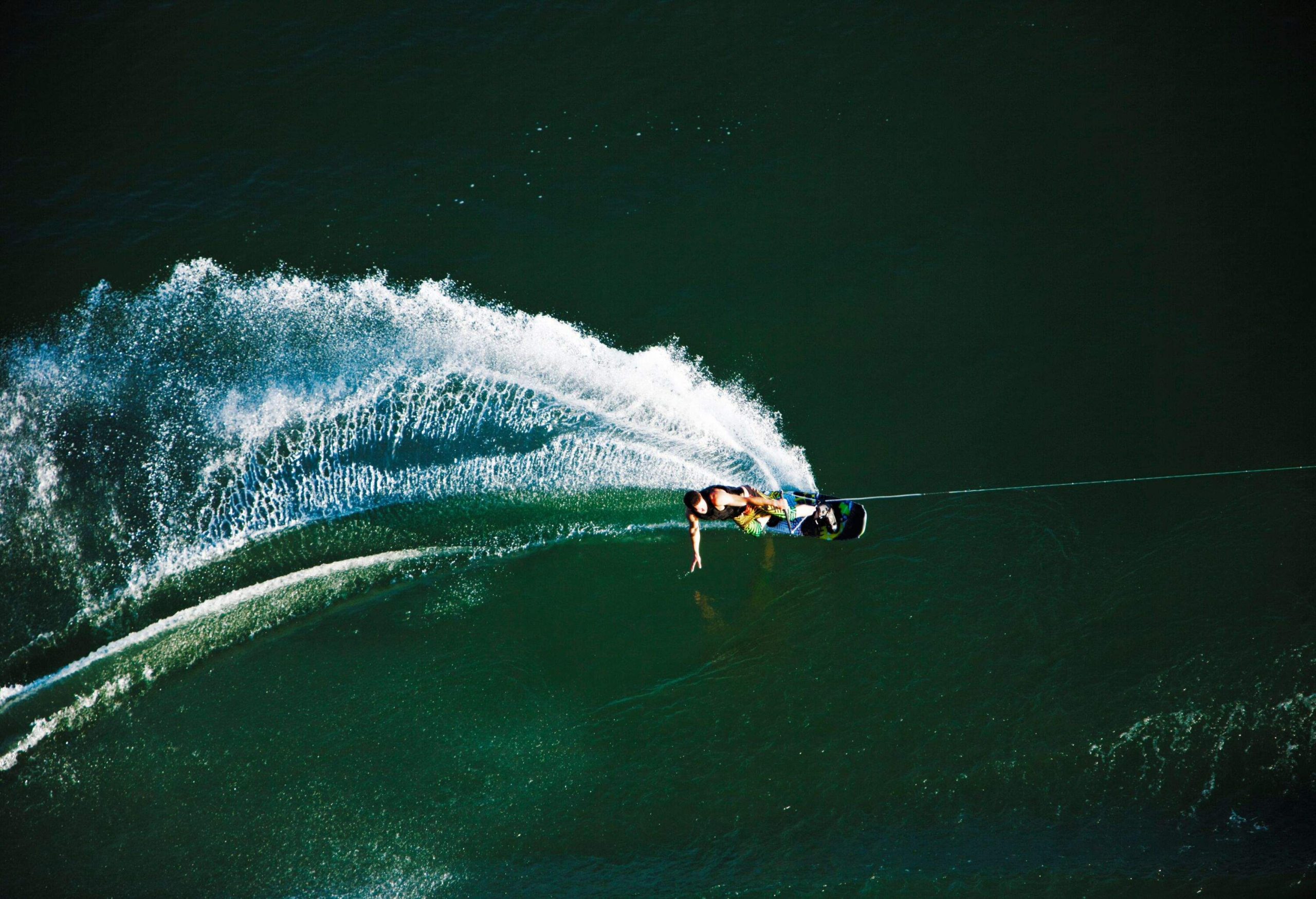 WATERSKIER ON A LAKE FORM ABOVE