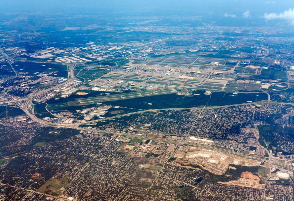 Dallas/Fort Worth airport, seen from the air.