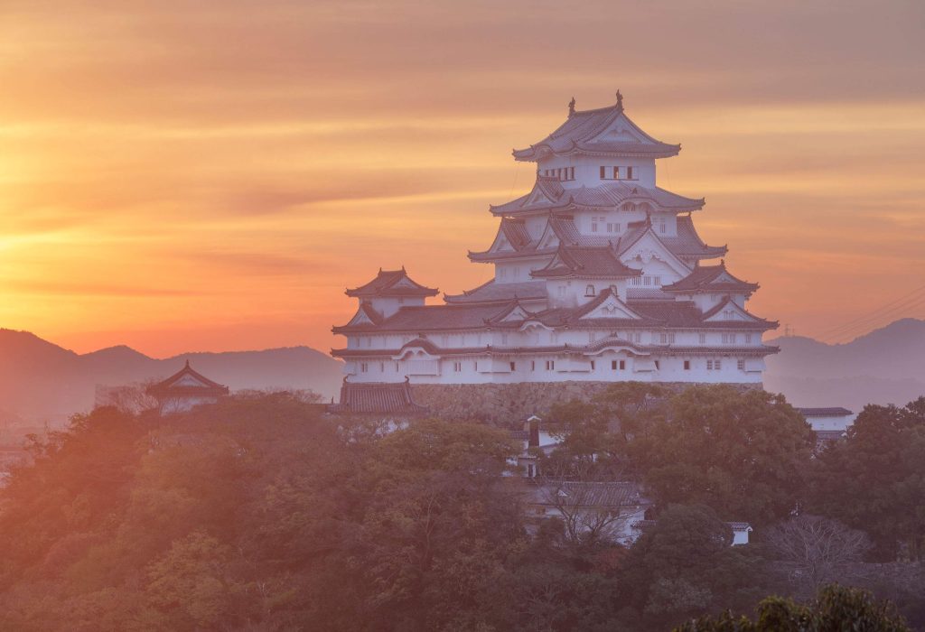 Regarded as one of the finest surviving examples of prototypical Japanese castle architecture, Himeji castle dates from 1333. Also known as Himeji-Jo it is situated in the city of Himeji in Hyogo prefecture.