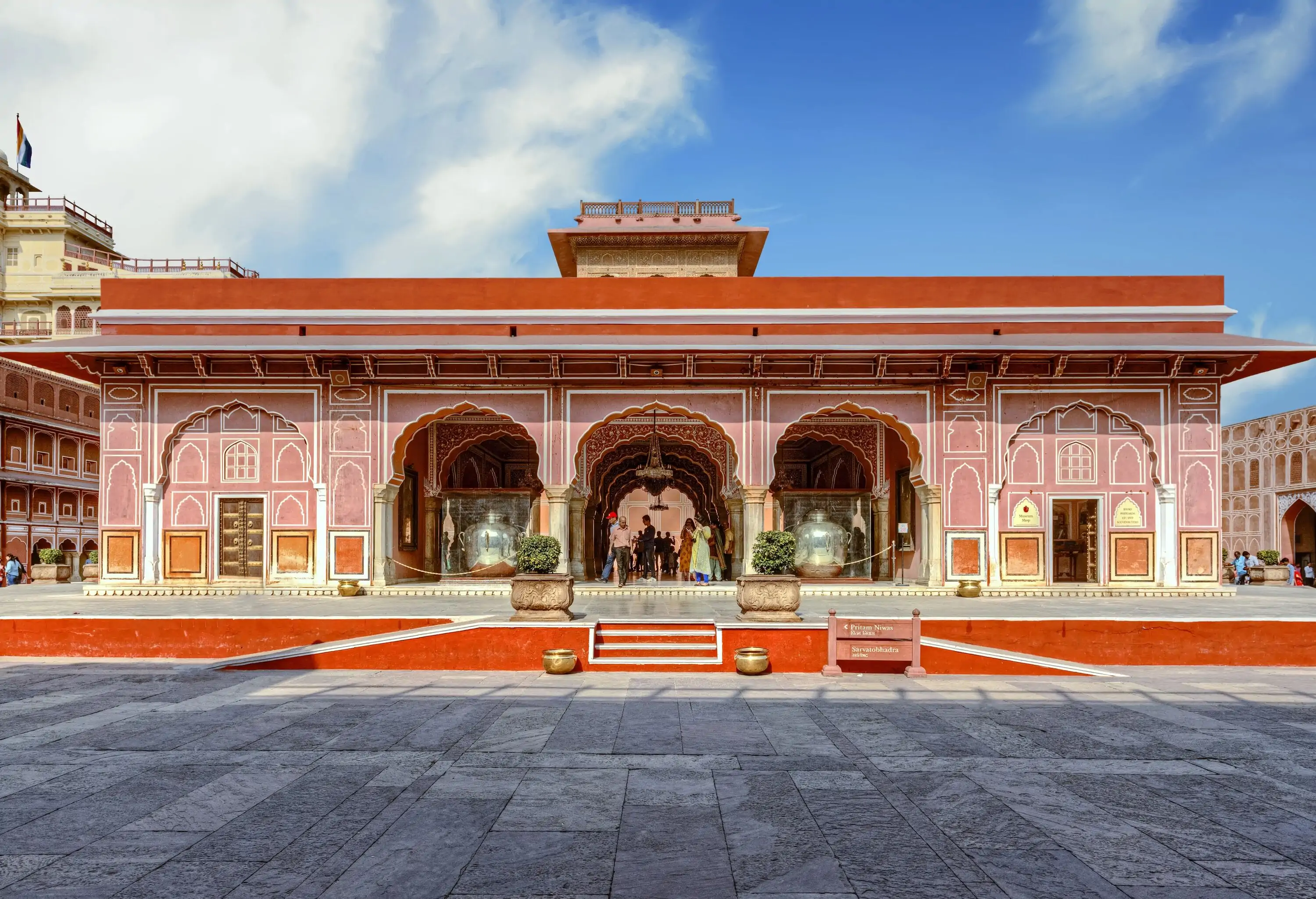 City Palace, Jaipur, which includes the Chandra Mahal and Mubarak Mahal palaces and other buildings, is a palace complex in Jaipur.