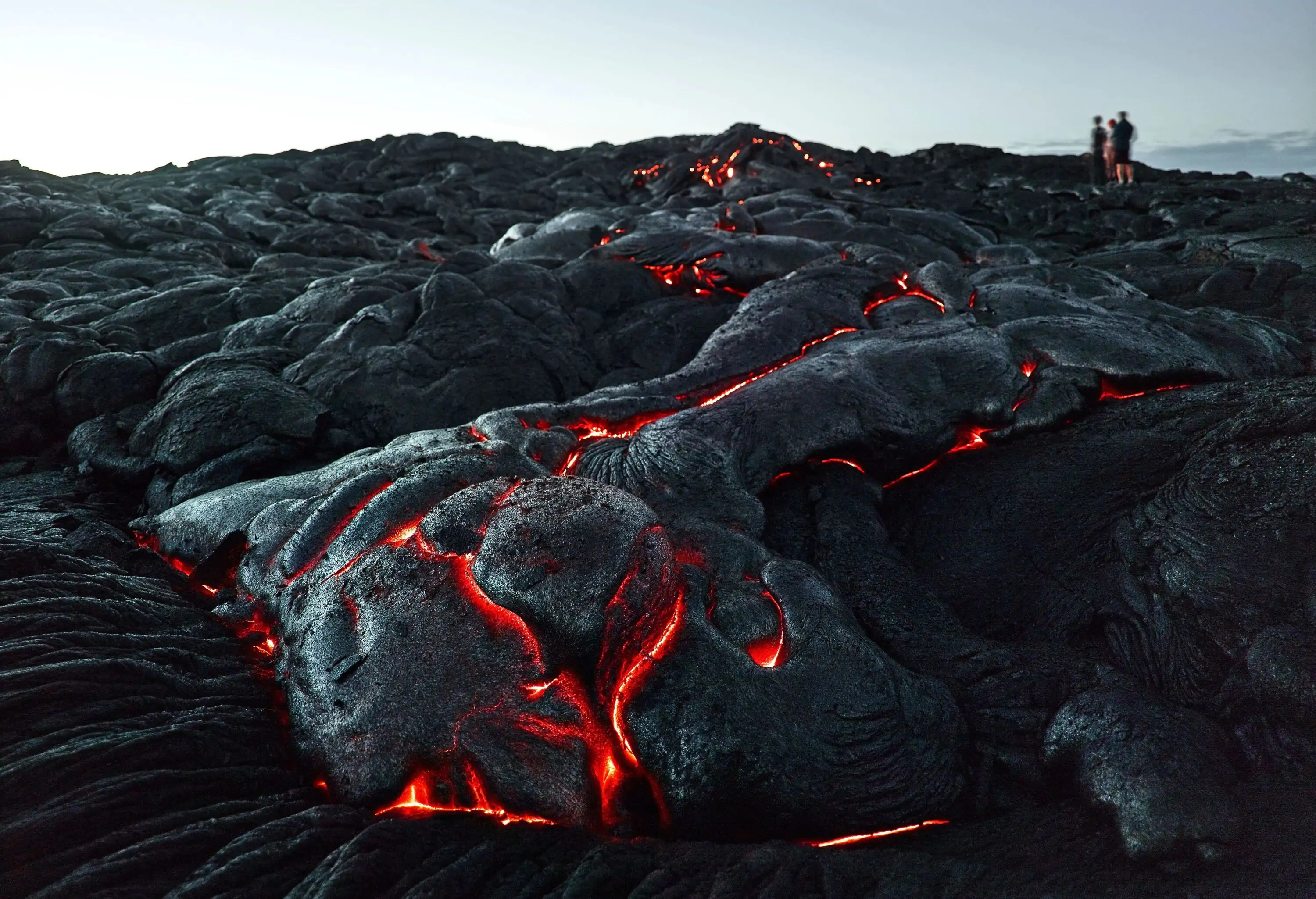 Volcano peak with hot lava