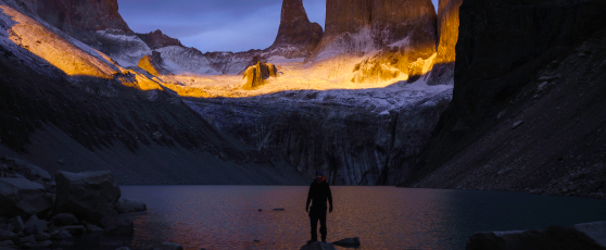 Image: Shot of person looking at mountains