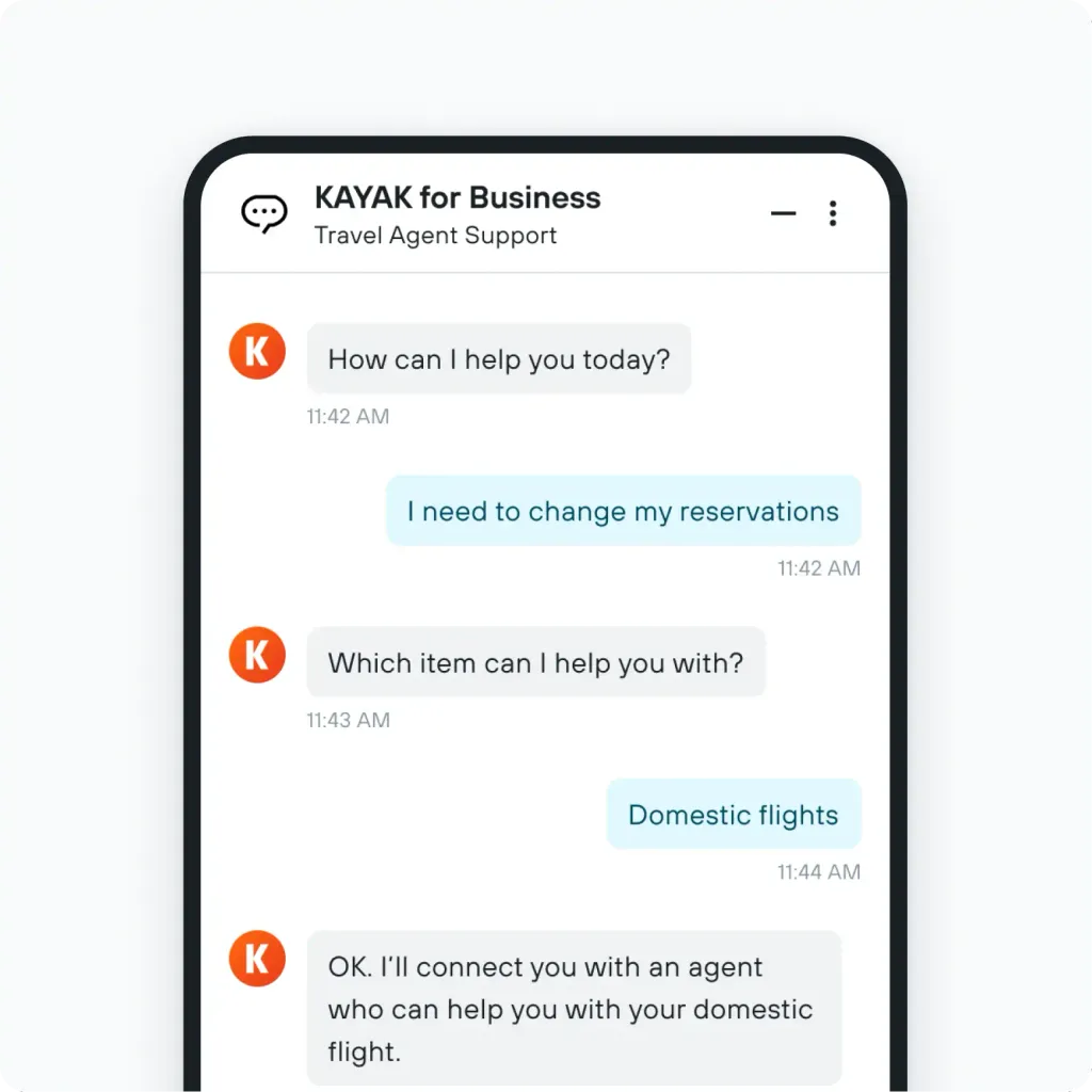 Chat showing customer requesting reservation change for domestic flights.