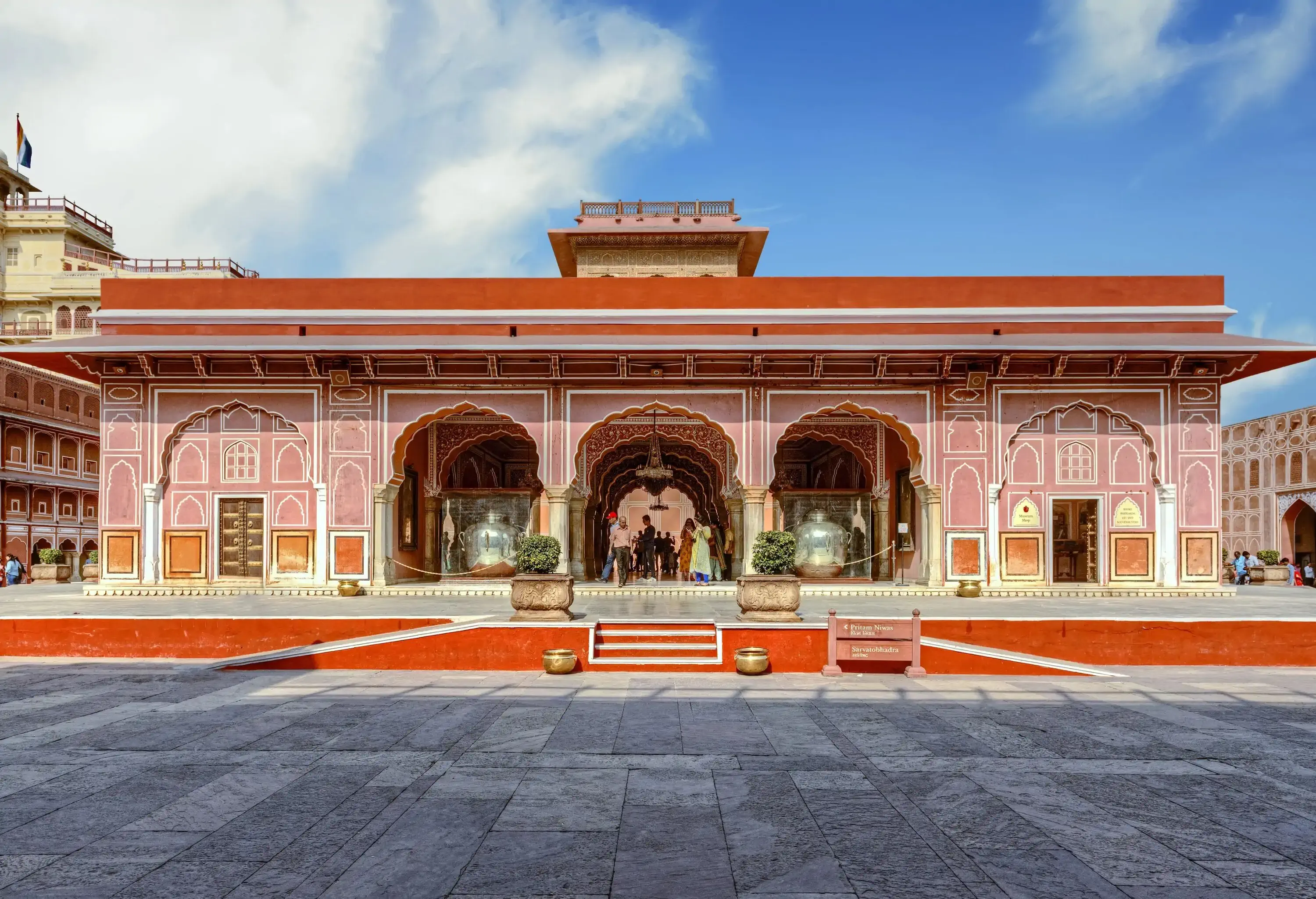 City Palace, Jaipur, which includes the Chandra Mahal and Mubarak Mahal palaces and other buildings, is a palace complex in Jaipur.