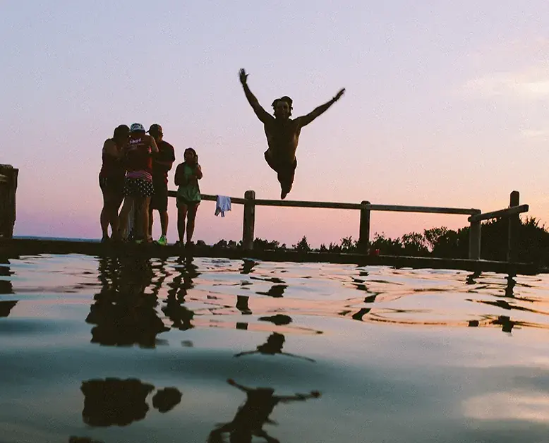 Friends having fun on summer vacation