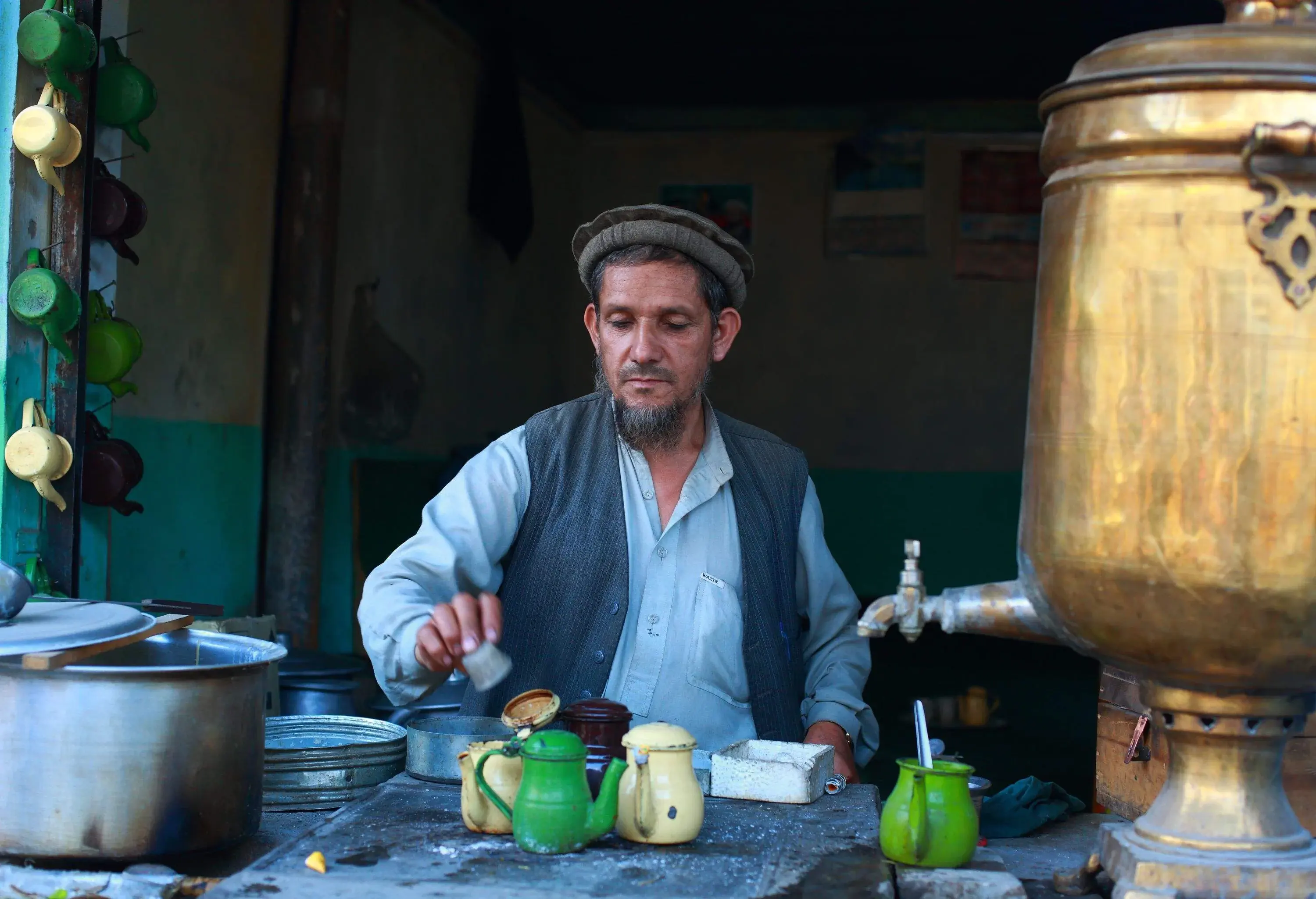 A tea seller in The Bazar of Chitral