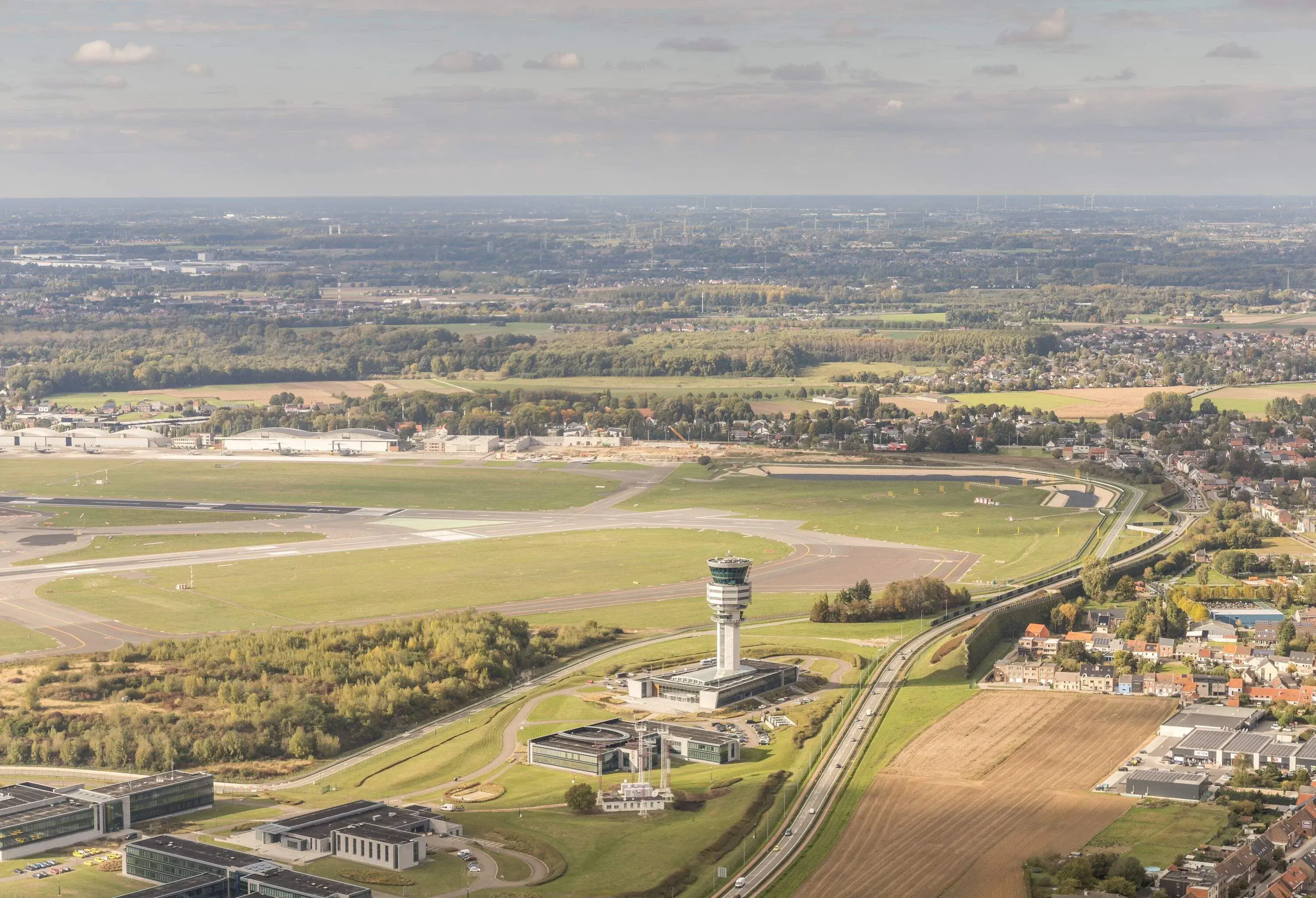 Aerial view of Brussels airport , Zaventem, Belgium