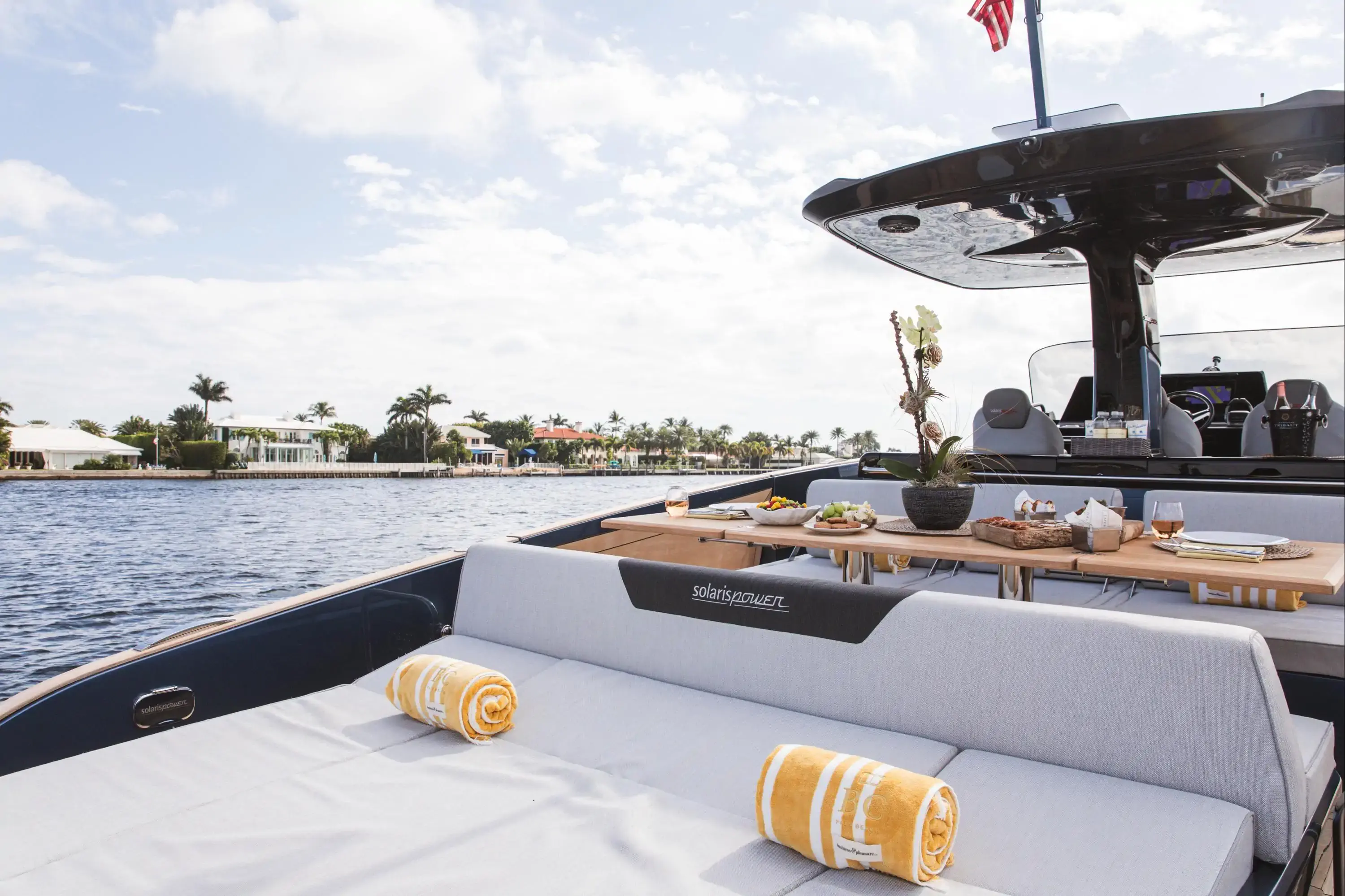 Luxury boat in a tropical beach location