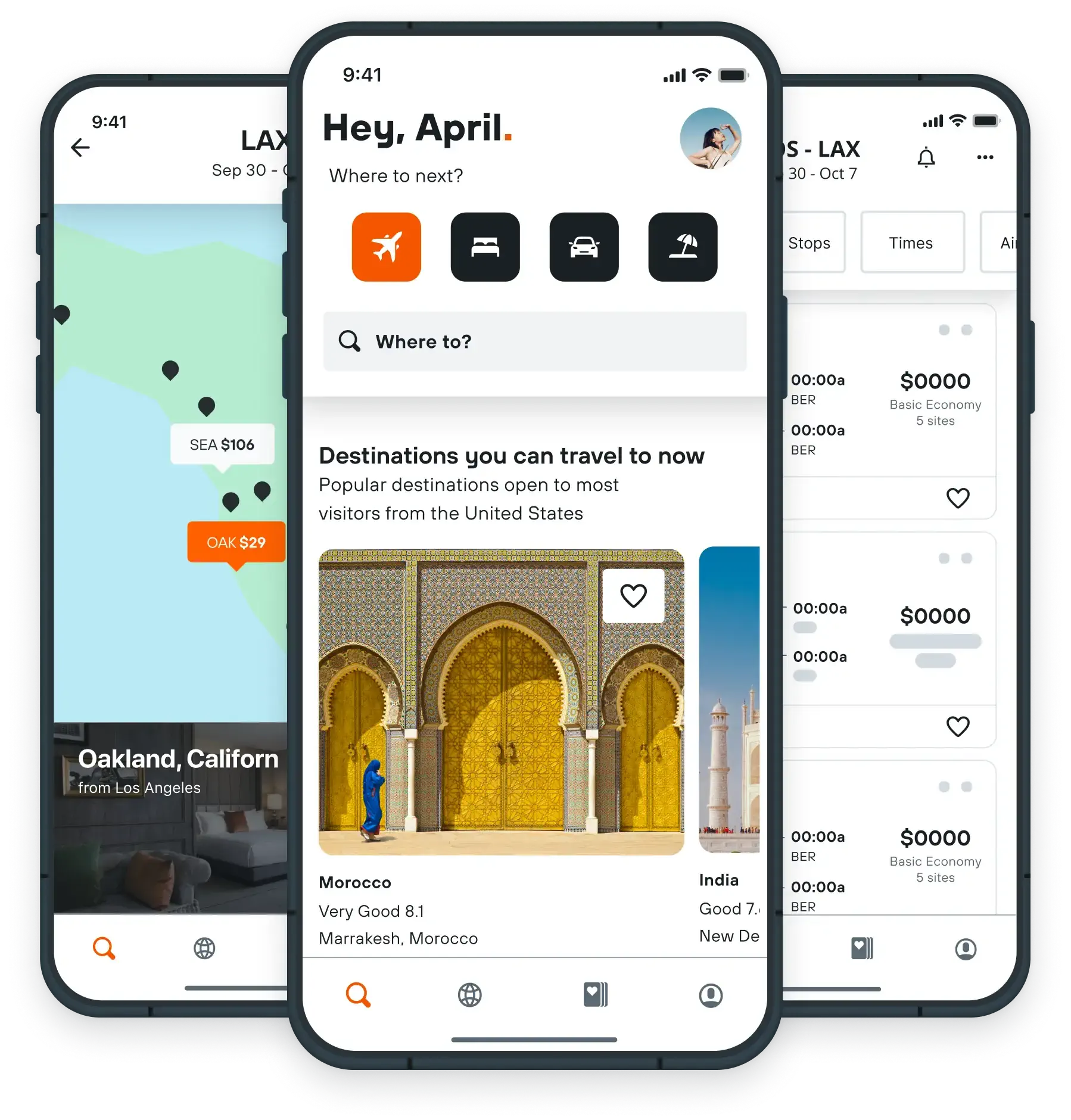 Design showing the flight search tool on KAYAK app.
