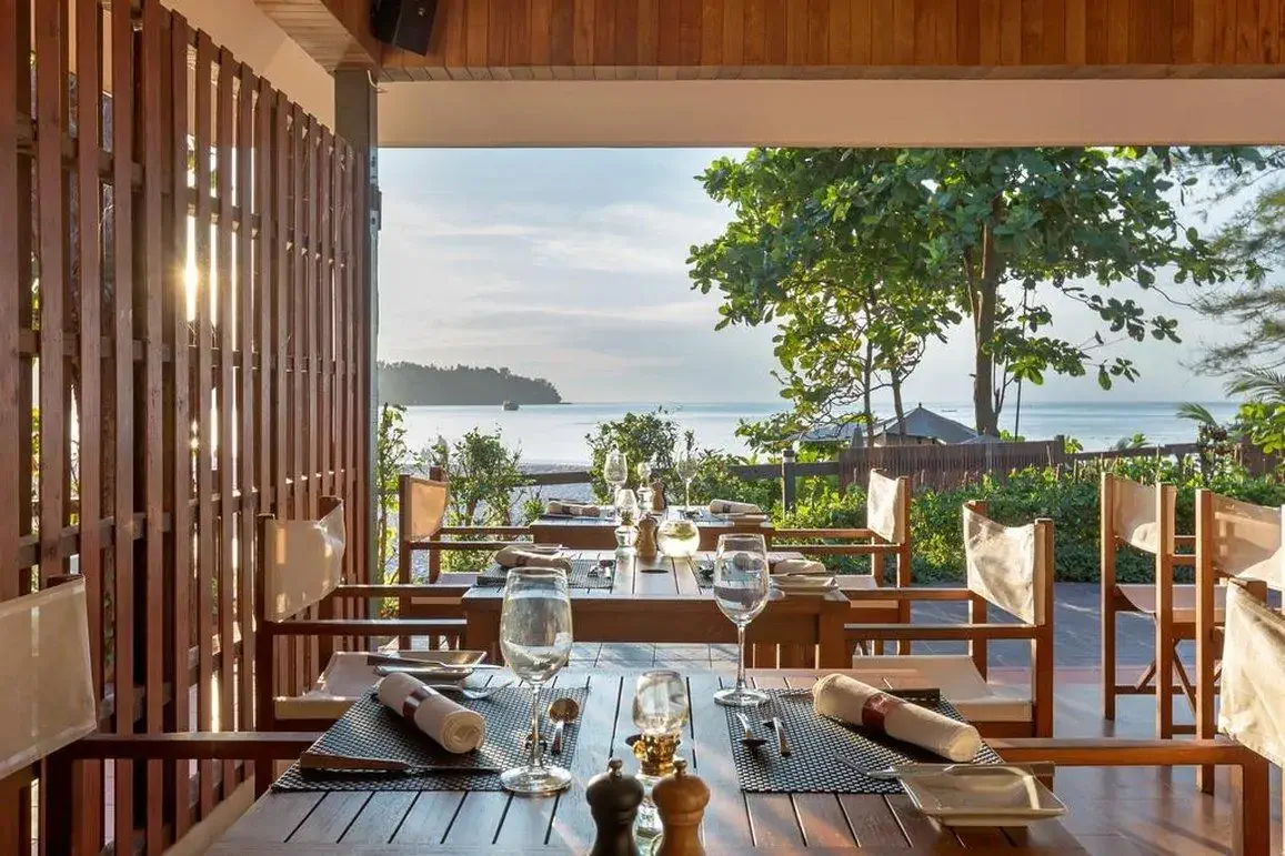 A modern elegant restaurant by the beach