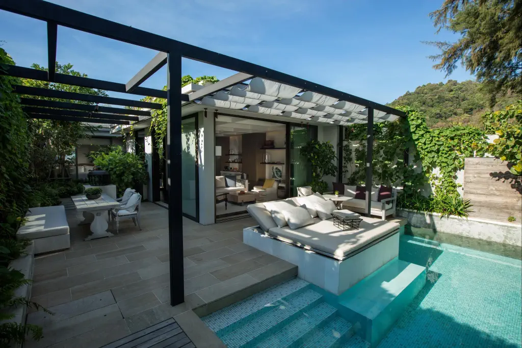 Exterior view of a hotel villa with private view